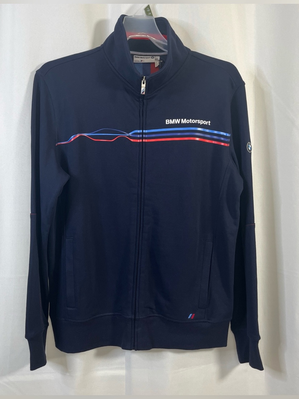 NWT Authentic BMW Motorsport Mens Navy Blue Racing Power Full Zip  Jacket L
